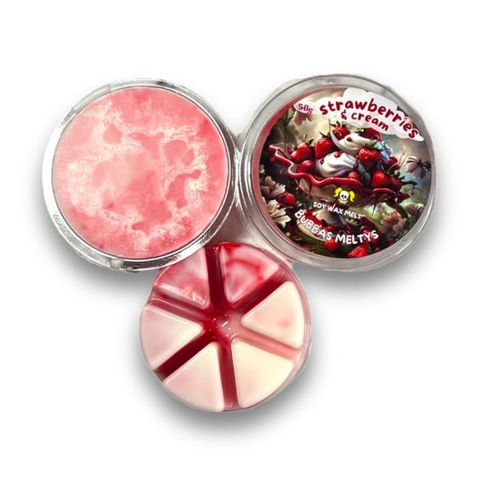 Launching Saturday! Strawberries & Cream Soy Wax Melt - Bubbas Meltys