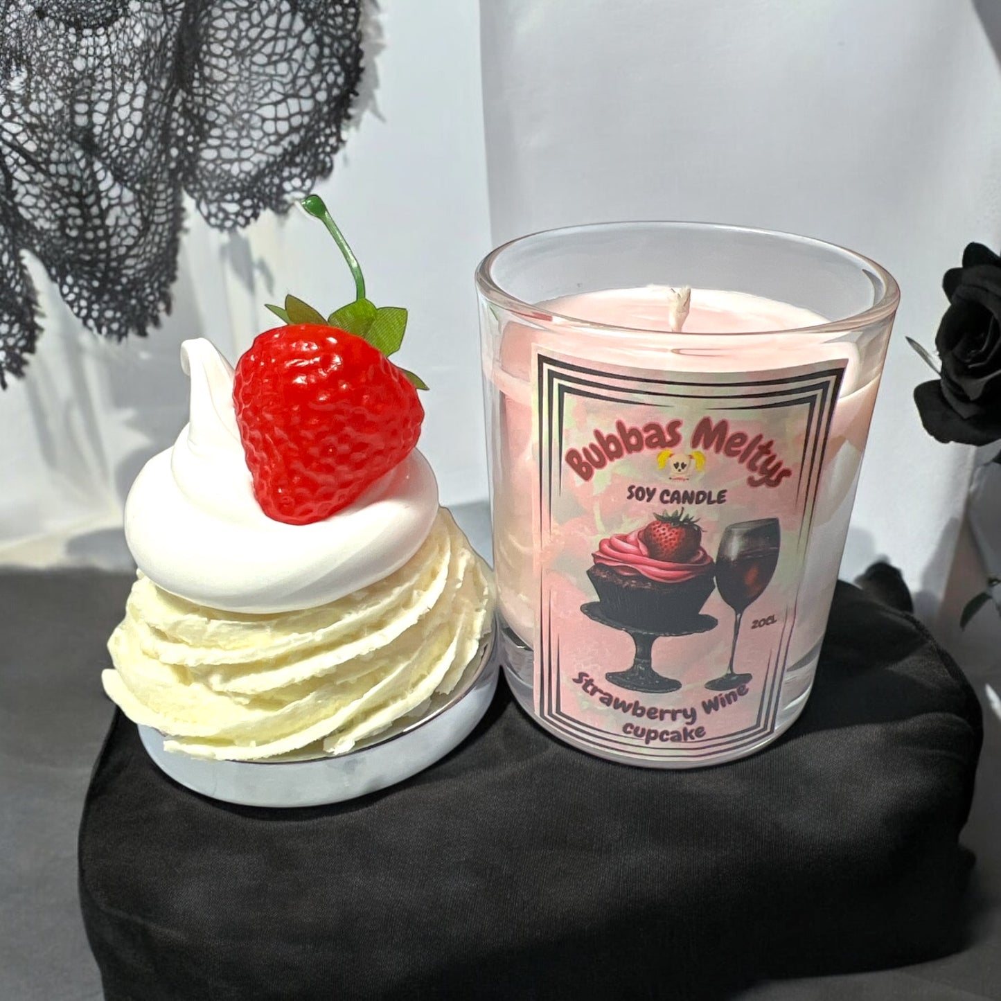 NEW Soy Candle Strawberry Wine Cupcake Scent UK ONLY