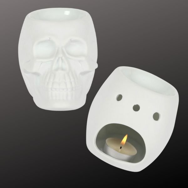 BACK SOON! White Ceramic Skull Wax Melter Burner - Bubbas Meltys
