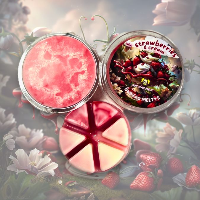 Launching Saturday! Strawberries & Cream Soy Wax Melt - Bubbas Meltys