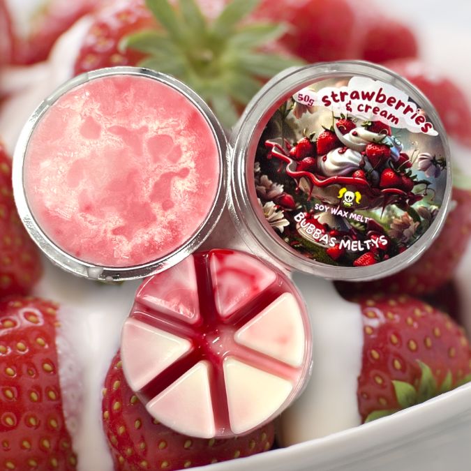 Launching Saturday! Strawberries & Cream Soy Wax Melt - Bubbas Meltys